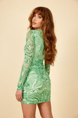 ONME Dress Mesh Green Marble